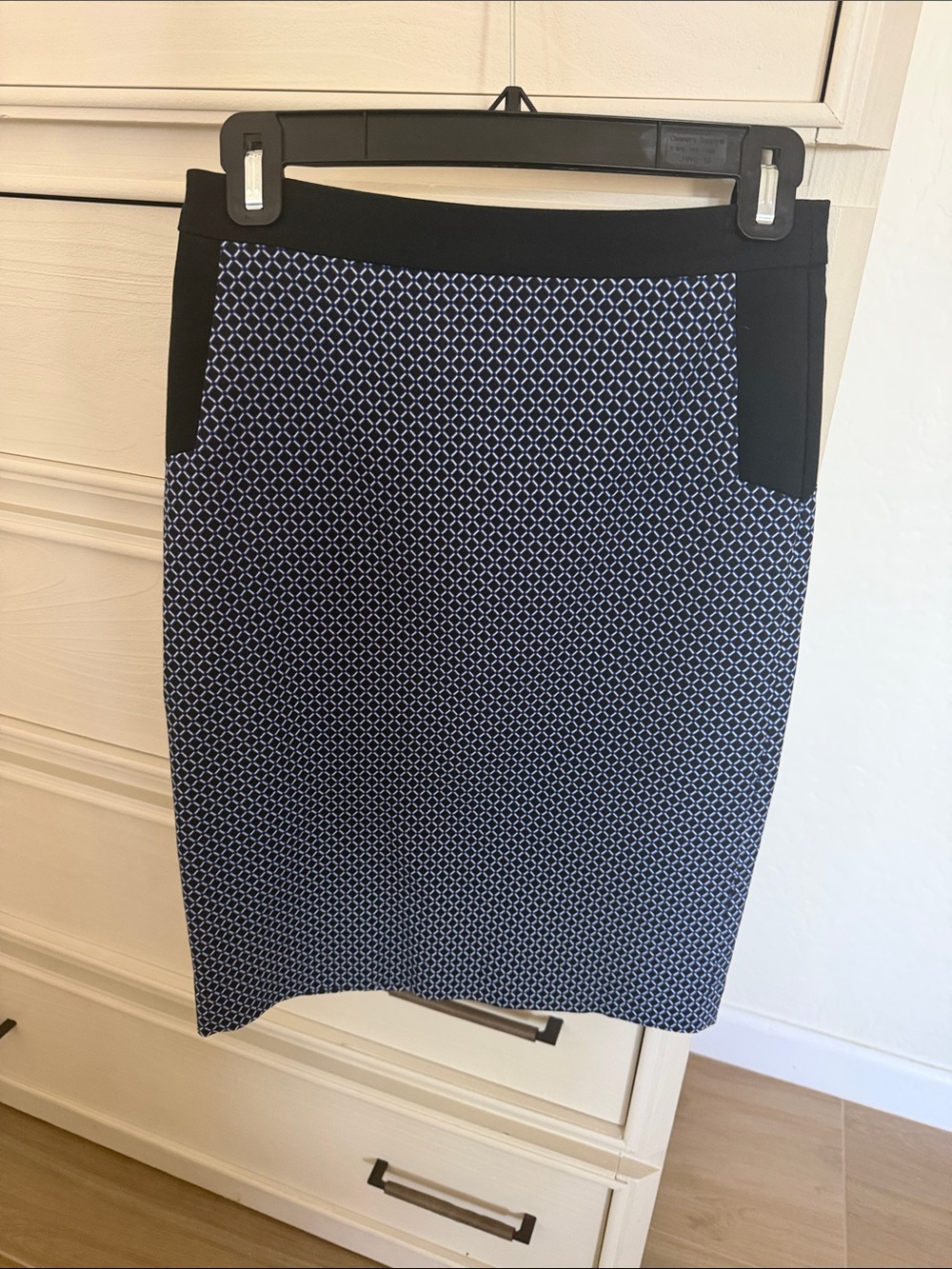 Margaret M Navy and Black Geometric Pencil Skirt
